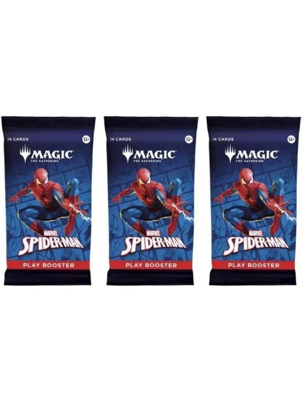 3 Packs Marvel Spider-Man MTG Play Booster Lot - Trading Card Game Collectibles